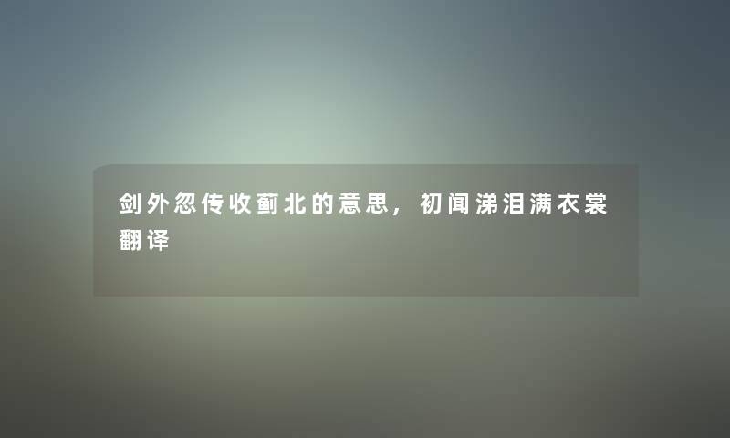 剑外忽传收蓟北的意思,初闻涕泪满衣裳翻译