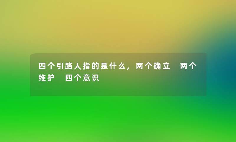 四个引路人指的是什么,两个确立 两个维护 四个意识