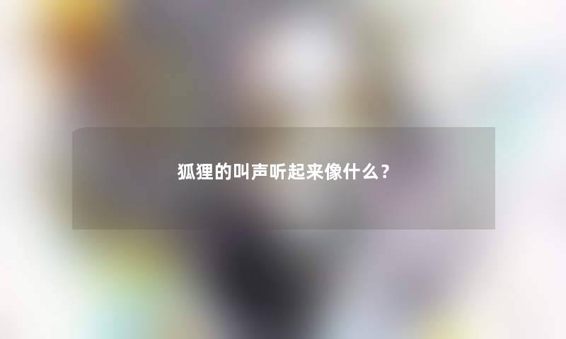 狐狸的叫声听起来像什么？