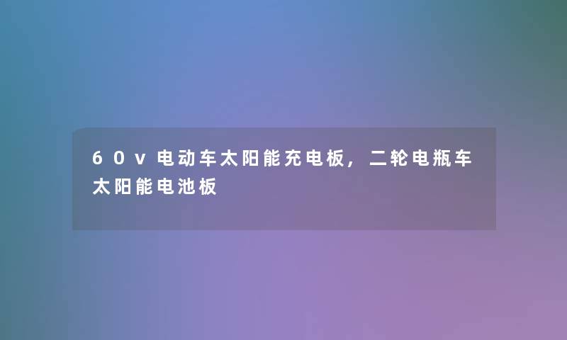 60v电动车太阳能充电板,二轮电瓶车太阳能电池板