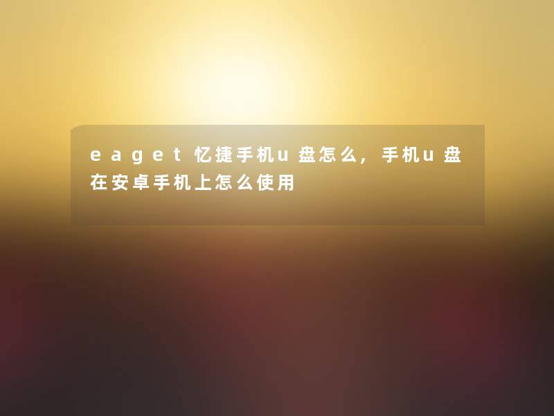 eaget忆捷手机u盘怎么,手机u盘在安卓手机上怎么使用