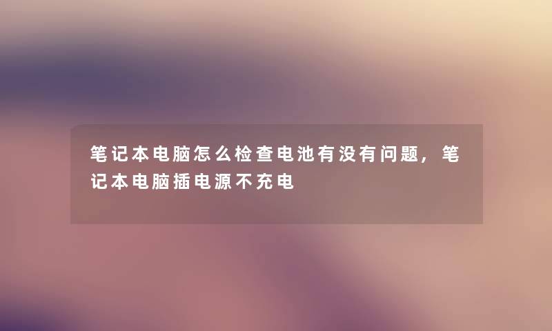 笔记本电脑怎么检查电池有没有问题,笔记本电脑插电源不充电