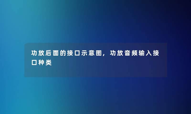 功放后面的接口示意图,功放音频输入接口种类