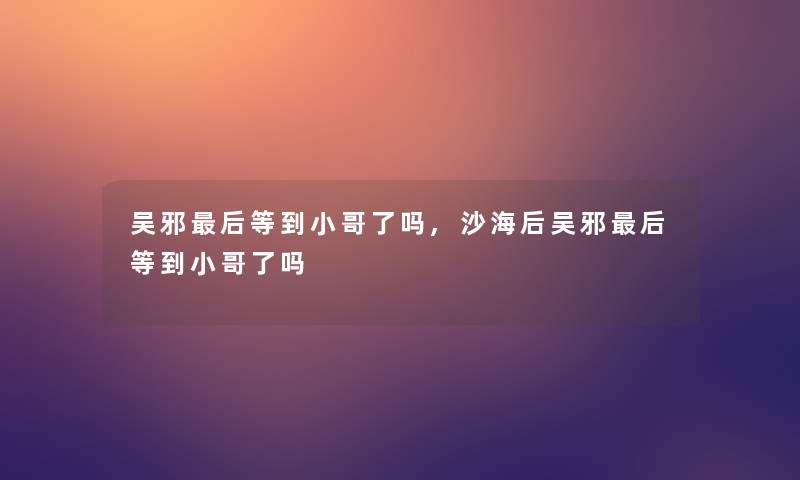 吴邪这里要说等到小哥了吗,沙海后吴邪这里要说等到小哥了吗