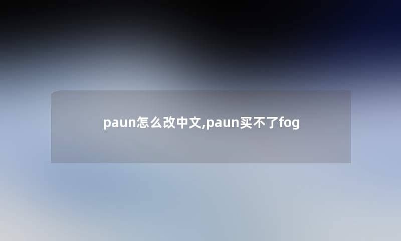 paun怎么改中文,paun买不了fog