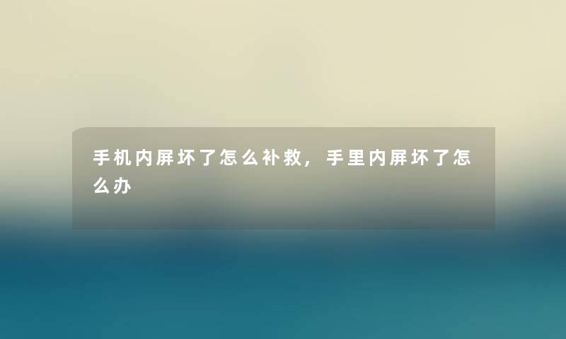 手机内屏坏了怎么补救,手里内屏坏了怎么办