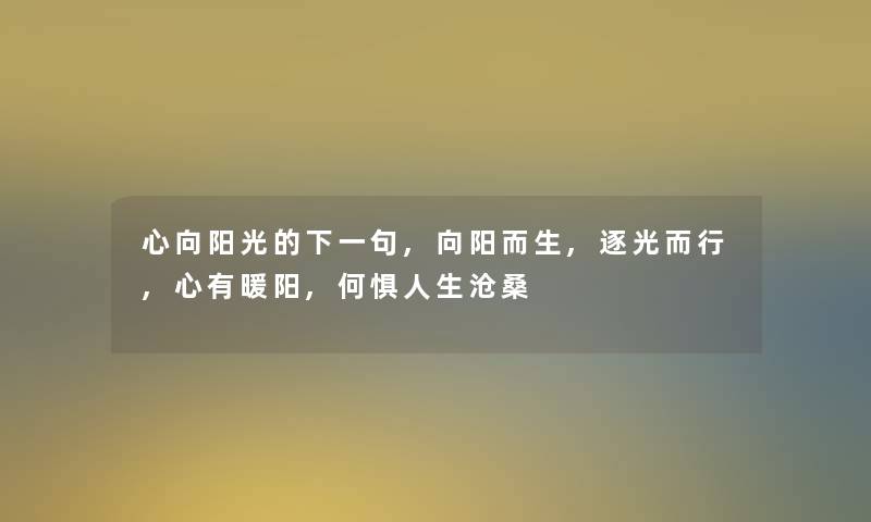 心向阳光的下一句,向阳而生,逐光而行,心有暖阳,何惧人生沧桑