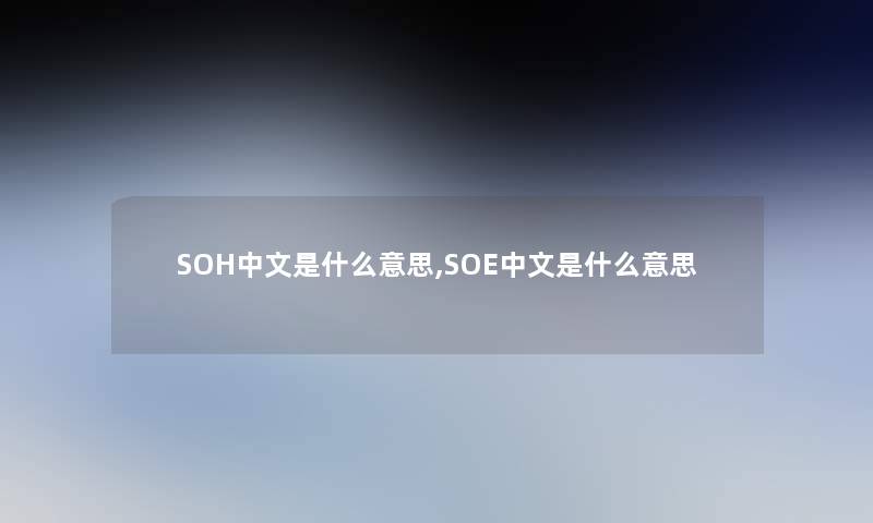 SOH中文是什么意思,SOE中文是什么意思