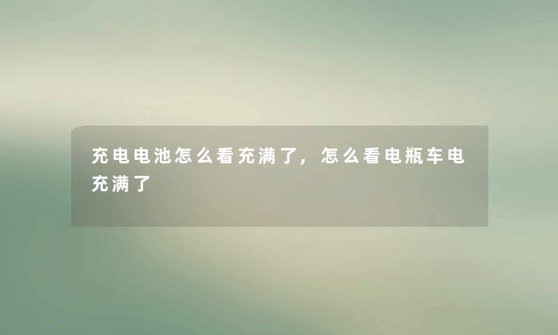 充电电池怎么看充满了,怎么看电瓶车电充满了