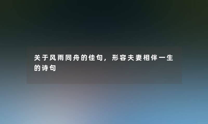 关于风雨同舟的佳句,形容夫妻相伴一生的诗句