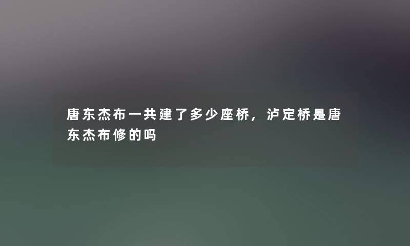 唐东杰布一共建了多少座桥,泸定桥是唐东杰布修的吗