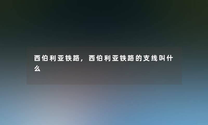 西伯利亚铁路,西伯利亚铁路的支线叫什么