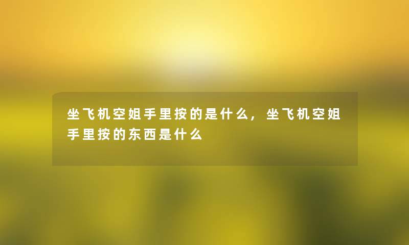 坐飞机空姐手里按的是什么,坐飞机空姐手里按的东西是什么