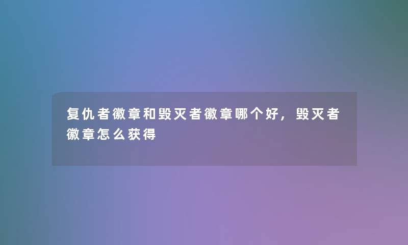 复仇者徽章和毁灭者徽章哪个好,毁灭者徽章怎么获得