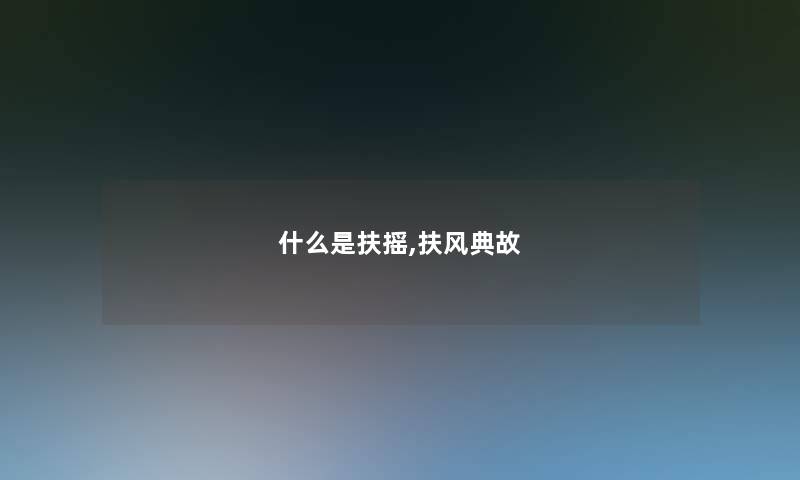 什么是扶摇,扶风典故