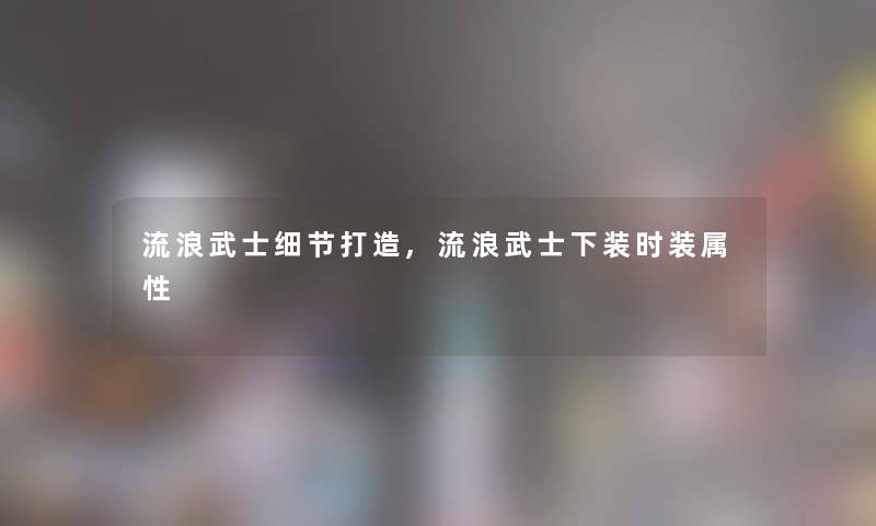 流浪武士细节打造,流浪武士下装时装属性