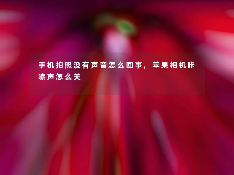 手机拍照没有声音怎么回事,苹果相机咔嚓声怎么关