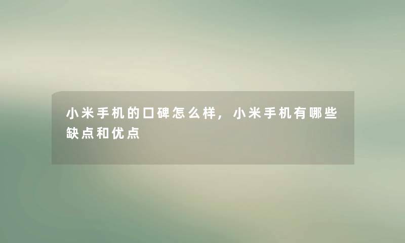 小米手机的口碑怎么样,小米手机有哪些缺点和优点