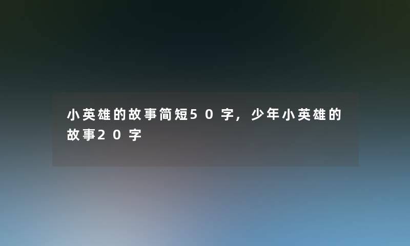 小英雄的故事简短50字,少年小英雄的故事20字