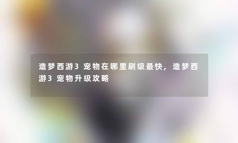 造梦西游3宠物在哪里刷级快,造梦西游3宠物升级攻略