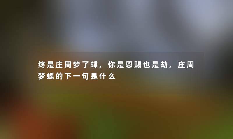 终是庄周梦了蝶,你是恩赐也是劫,庄周梦蝶的下一句是什么