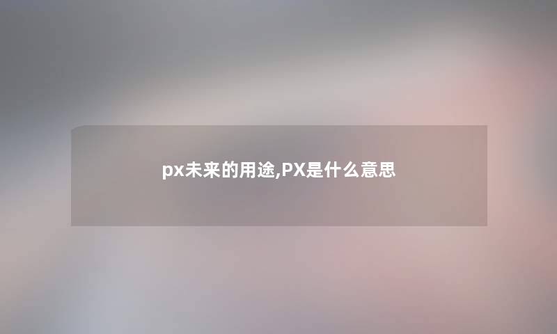 px未来的用途,PX是什么意思