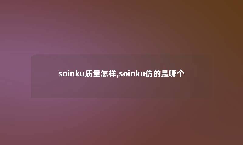 soinku质量怎样,soinku仿的是哪个