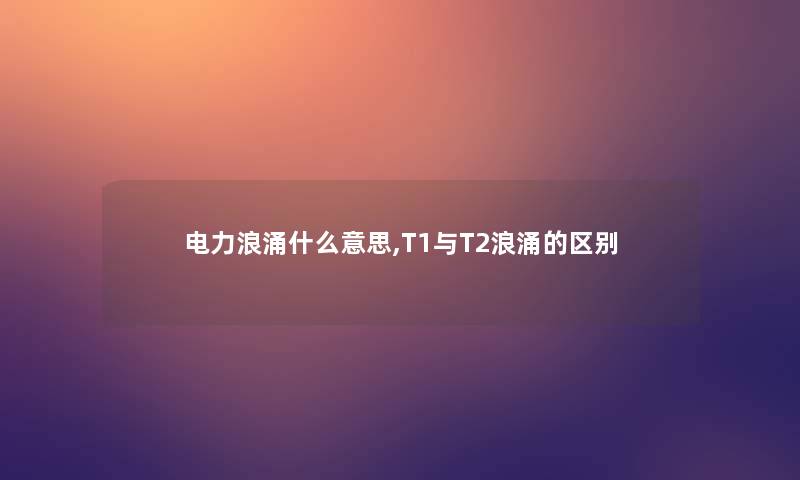 电力浪涌什么意思,T1与T2浪涌的区别