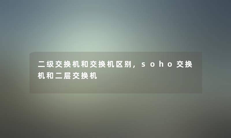 二级交换机和交换机区别,soho交换机和二层交换机