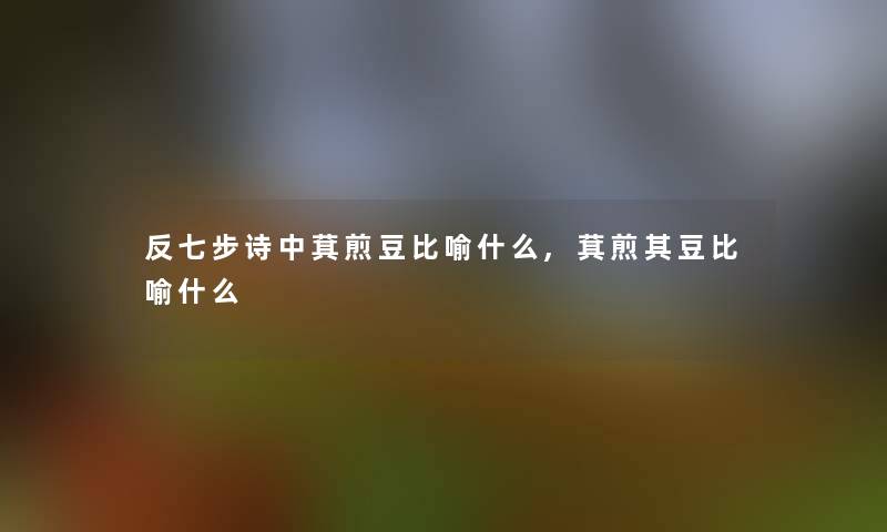 反七步诗中萁煎豆比喻什么,萁煎其豆比喻什么