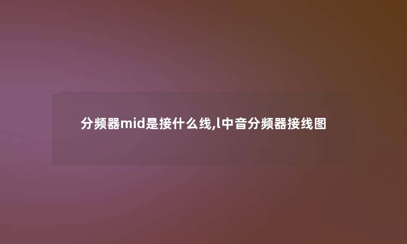 分频器mid是接什么线,l中音分频器接线图