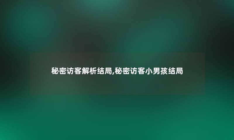 秘密访客解析结局,秘密访客小男孩结局