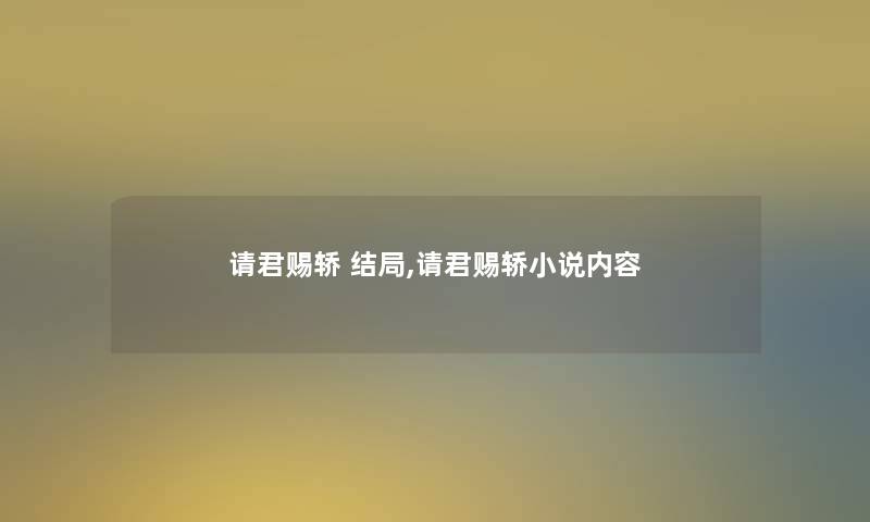 请君赐轿 结局,请君赐轿小说内容