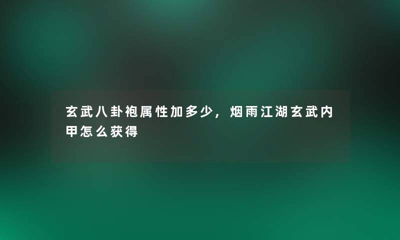 玄武八卦袍属性加多少,烟雨江湖玄武内甲怎么获得