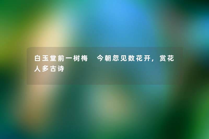 白玉堂前一树梅 今朝忽见数花开,赏花人多古诗