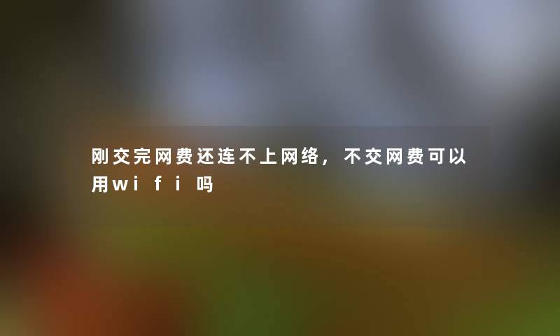 刚交完网费还连不上网络,不交网费可以用wifi吗