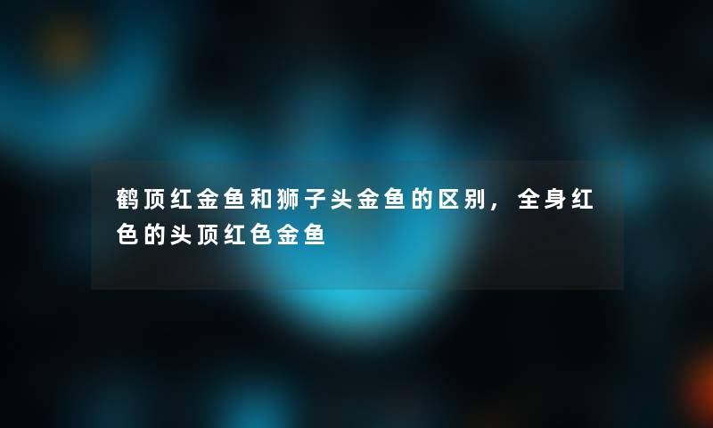 鹤顶红金鱼和狮子头金鱼的区别,全身红色的头顶红色金鱼