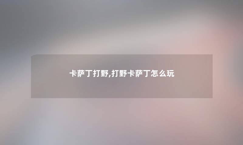 卡萨丁打野,打野卡萨丁怎么玩