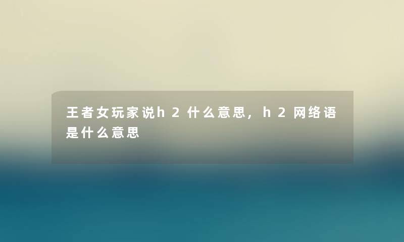 王者女玩家说h2什么意思,h2网络语是什么意思