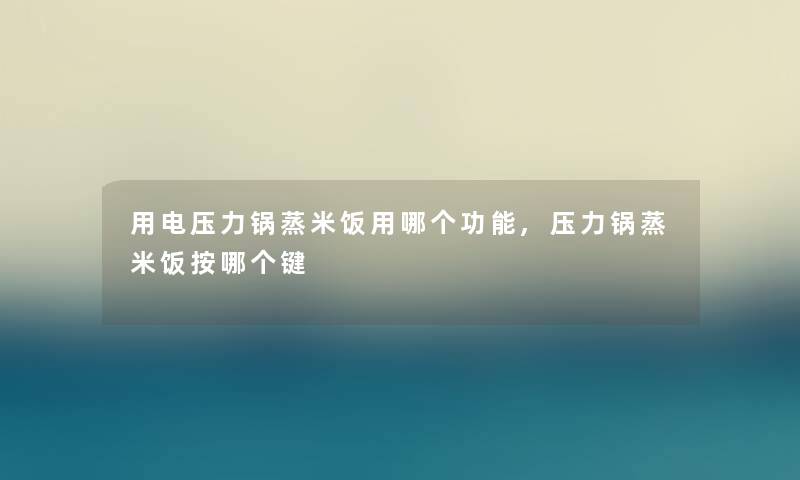 用电压力锅蒸米饭用哪个功能,压力锅蒸米饭按哪个键