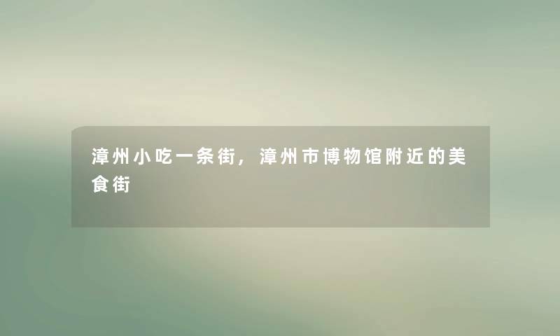 漳州小吃一条街,漳州市博物馆附近的美食街