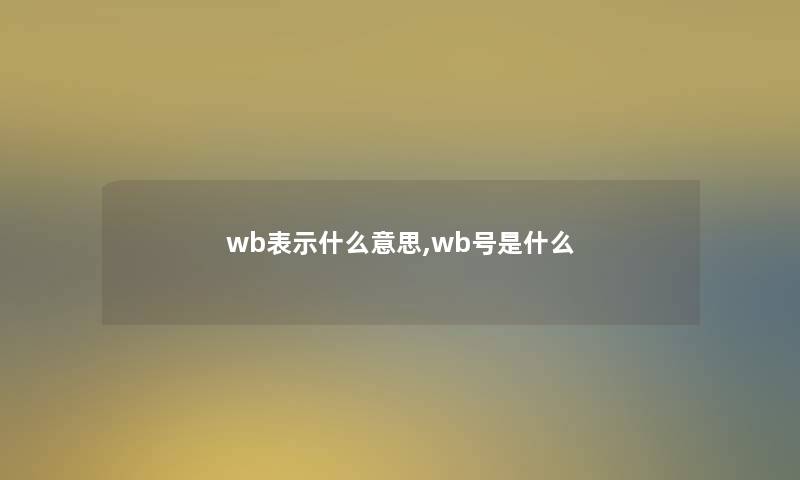 wb表示什么意思,wb号是什么