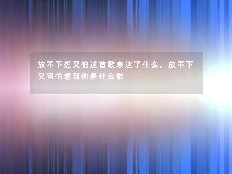 放不下想又怕这首歌表达了什么,放不下又害怕想到他是什么歌